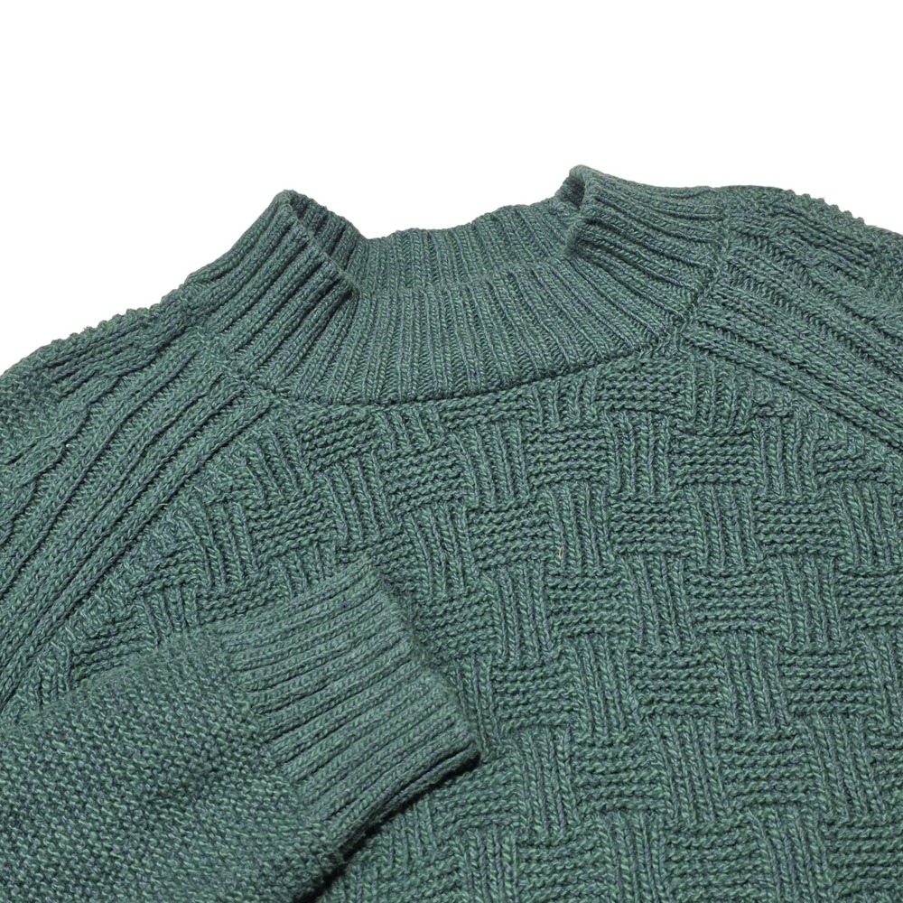 prAna Sweater Womens XL Greenโ Mock Neck Recycled Cotton Basketweave Knit